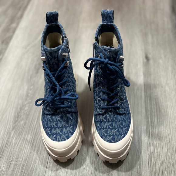 Michael Kors Payton Denim Jacquard Combat Boot ✨brand new✨No box - Picture 6 of 12